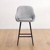 Outback Linen Wingback Bar Stools – Grey Linen & Black Metal, 60cm