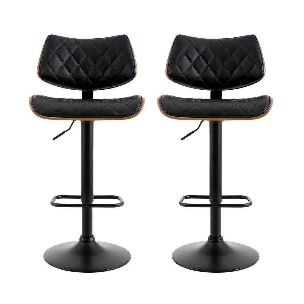 Grampians PU Leather Bar Stools – Black, 2 Pack