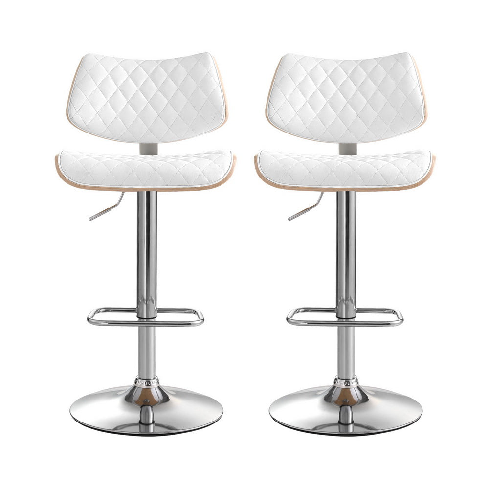 Great Ocean PU Leather Bar Stools – White, 2 Pack