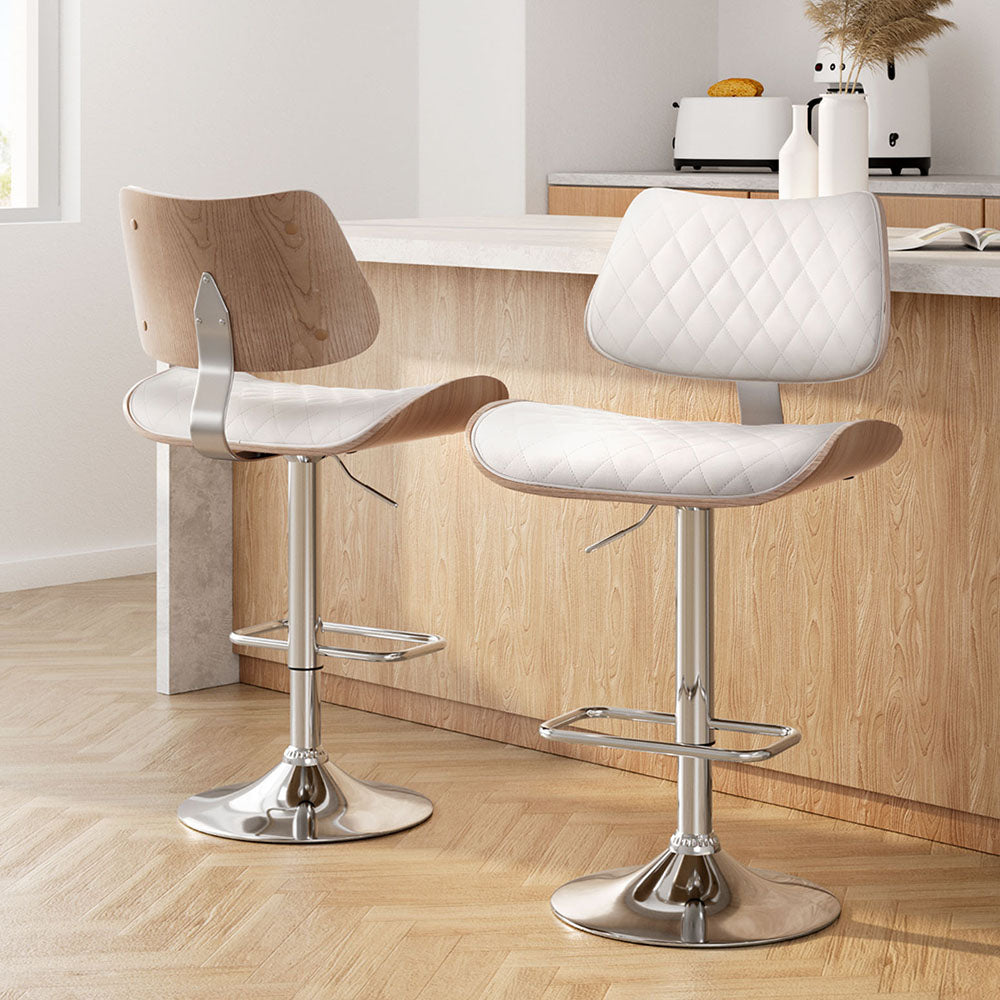 Great Ocean PU Leather Bar Stools – White, 2 Pack