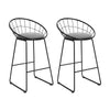 Kurrawa 2-Piece Faux Linen Bar Stools – Black