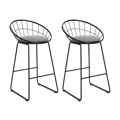 Kurrawa 2-Piece Faux Linen Bar Stools – Black