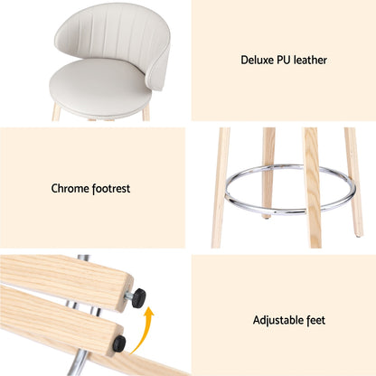 4x Artiss Bar Stools Dining Chairs Contoured Leather Wood Stool