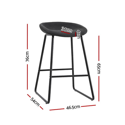 Everest PU Leather Bar Stools – Black Metal Frame, 65cm