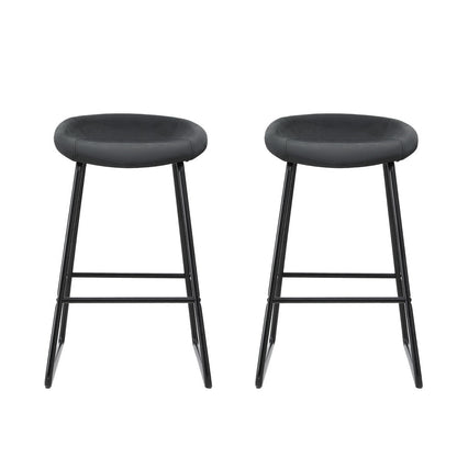 Everest PU Leather Bar Stools – Black Metal Frame, 65cm