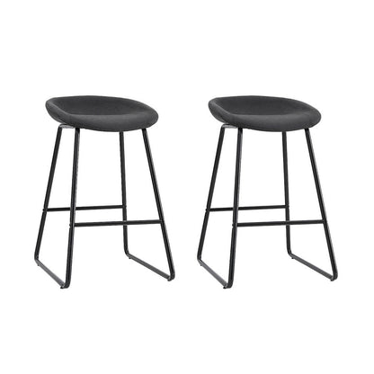 Everest PU Leather Bar Stools – Black Metal Frame, 65cm