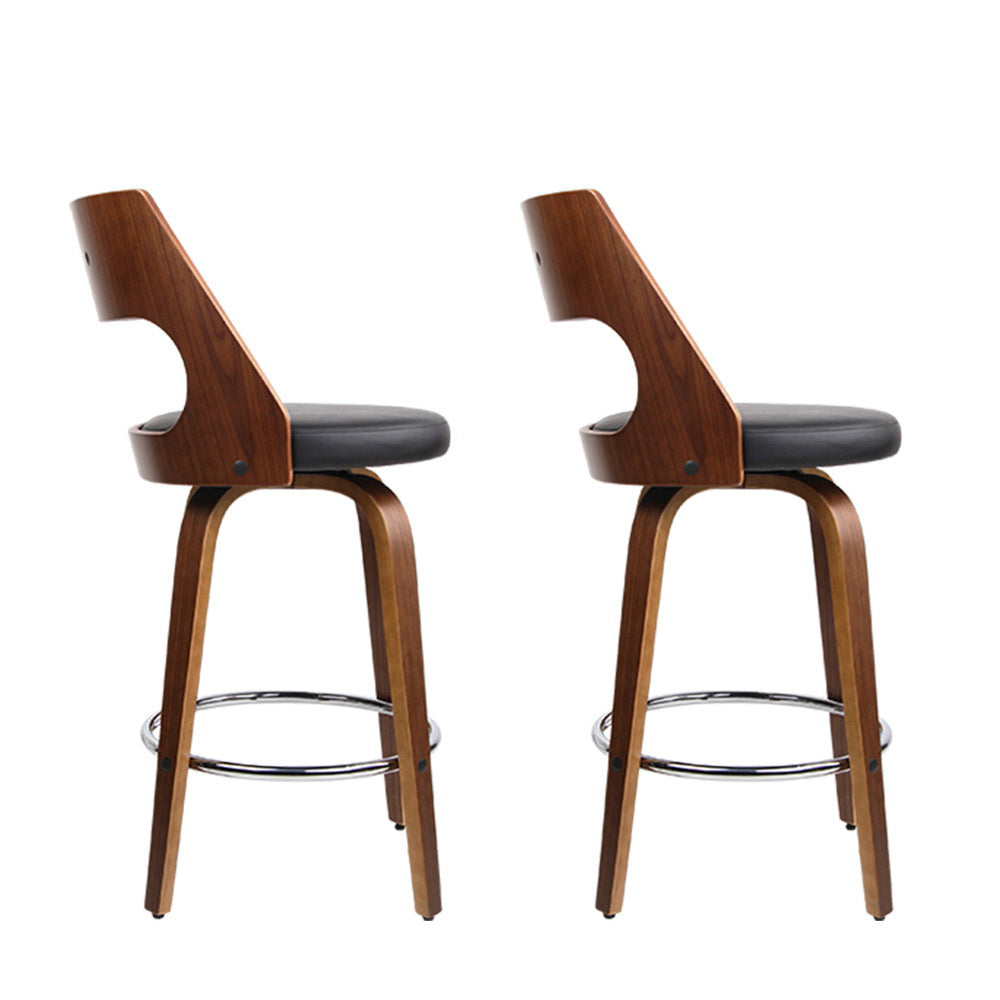 Bondi 2-Piece PU Leather Rotating Bar Stools – Black