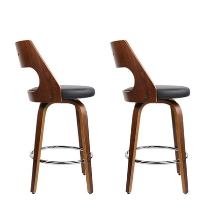 Bondi 2-Piece PU Leather Rotating Bar Stools – Black