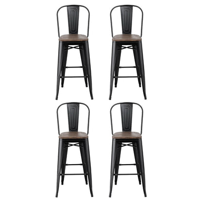 4x Artiss Metal Bar Stools Wooden Seat Retro Counter Stool