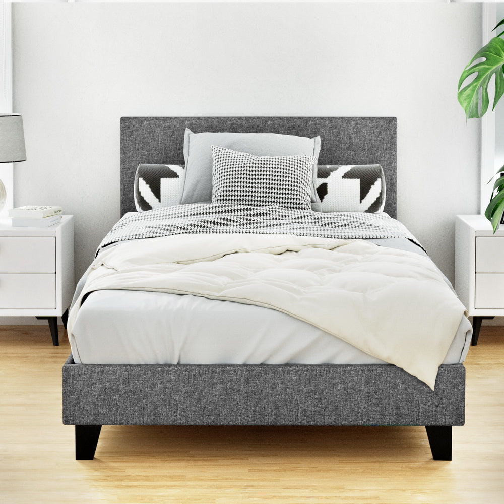 Byron King Single Fabric Bed Frame – Grey
