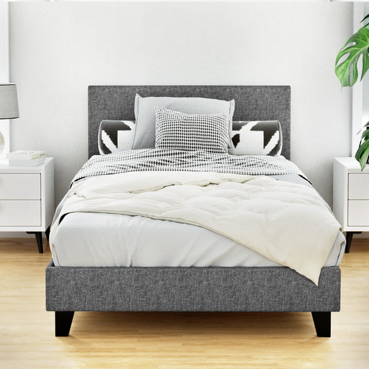Byron King Single Fabric Bed Frame – Grey