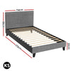 Byron King Single Fabric Bed Frame – Grey