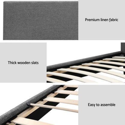 Byron King Single Fabric Bed Frame – Grey