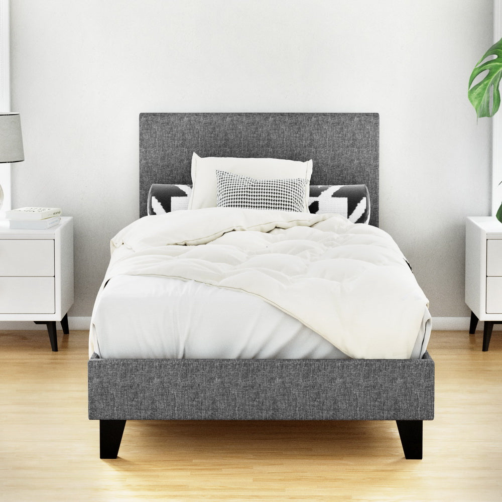 Neo Single Linen Fabric Bed Frame – Grey