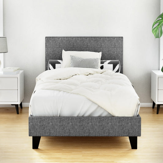 Neo Single Linen Fabric Bed Frame – Grey