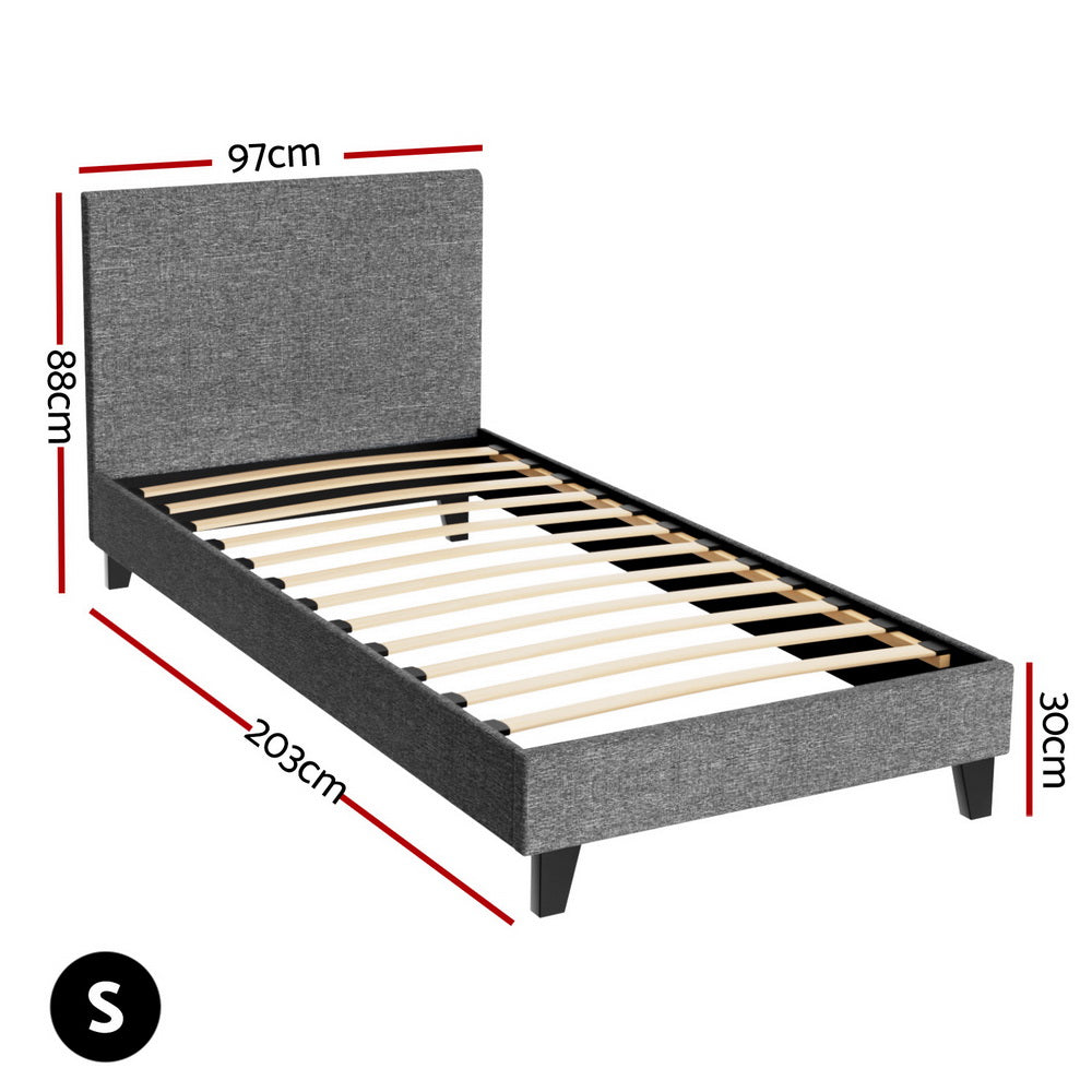 Neo Single Linen Fabric Bed Frame – Grey