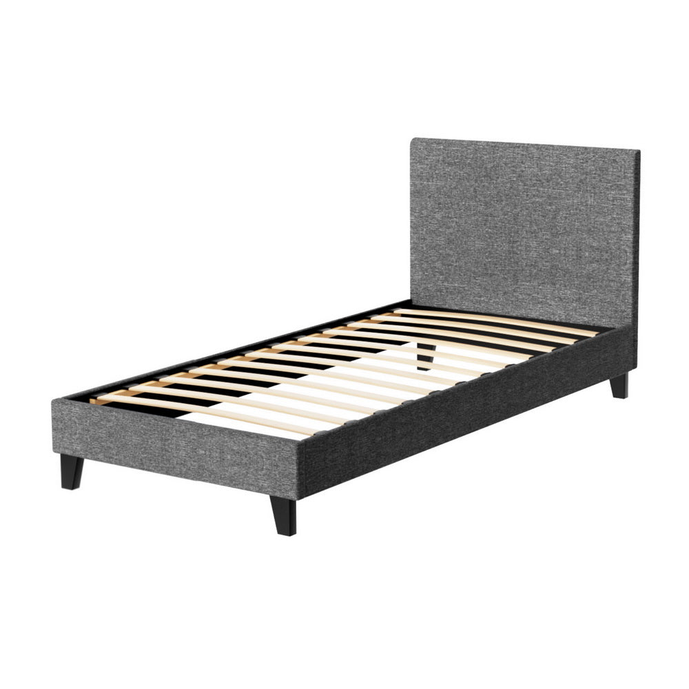 Neo Single Linen Fabric Bed Frame – Grey