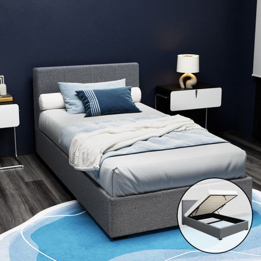 Marlow King Single Gas-Lift Storage Bed Frame – Grey