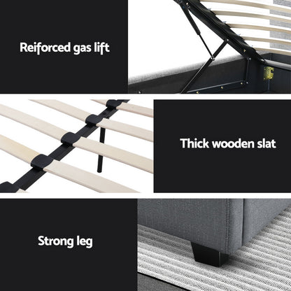 Acacia King Single Gas-Lift Storage Bed Frame – Grey