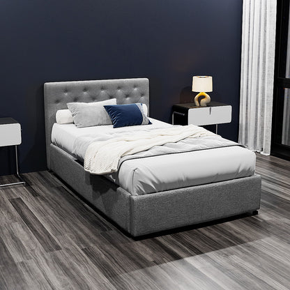 Acacia King Single Gas-Lift Storage Bed Frame – Grey