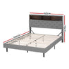 Artiss Bed Frame Double Size LED Mattress Base Platform with Storage Shelf Hidden Storage Box Grey