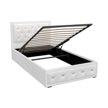 Cooper King Single Gas-Lift Storage Bed Frame – White