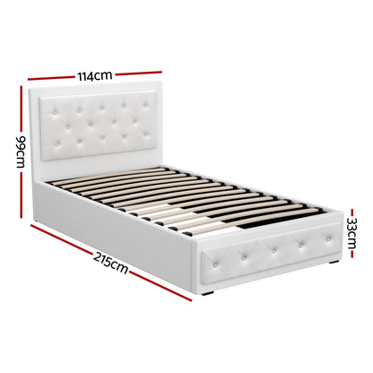 Cooper King Single Gas-Lift Storage Bed Frame – White