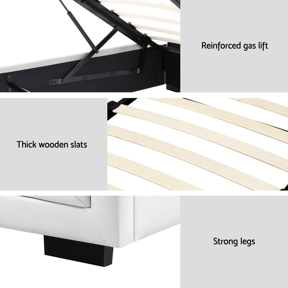 Cooper King Single Gas-Lift Storage Bed Frame – White