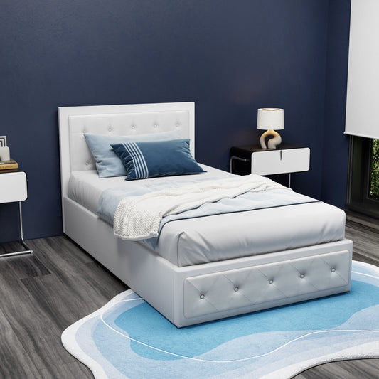 Cooper King Single Gas-Lift Storage Bed Frame – White