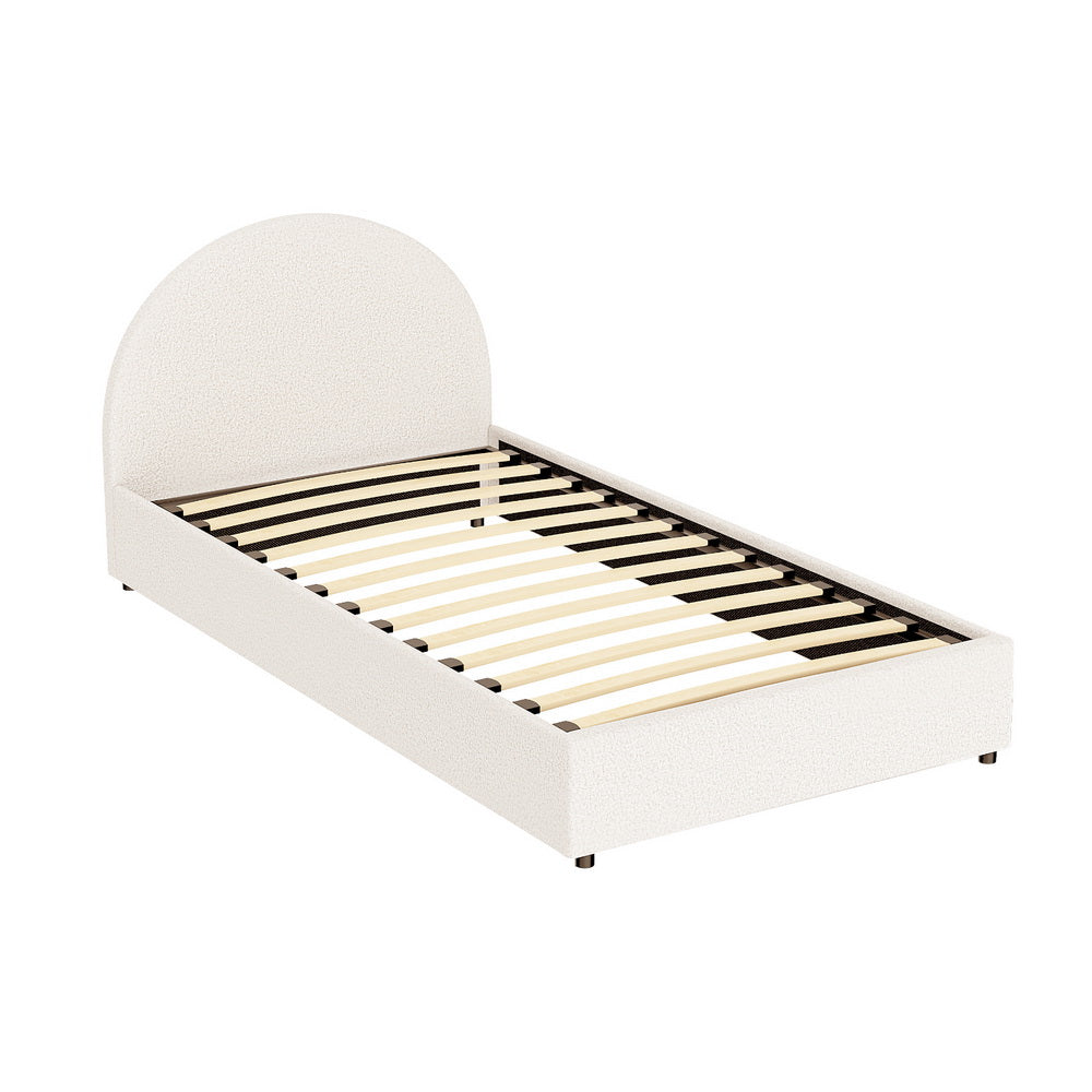 Uluru King Single Gas-Lift Storage Bed Frame – Boucle Fabric
