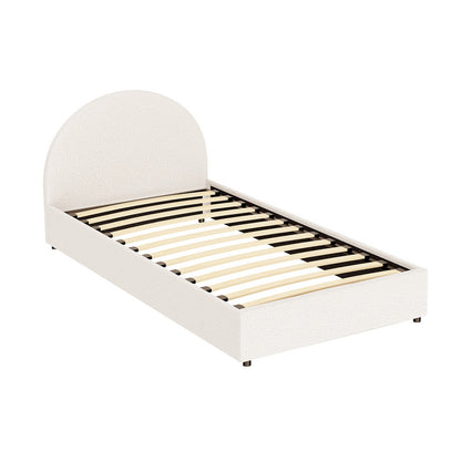 Uluru King Single Gas-Lift Storage Bed Frame – Boucle Fabric