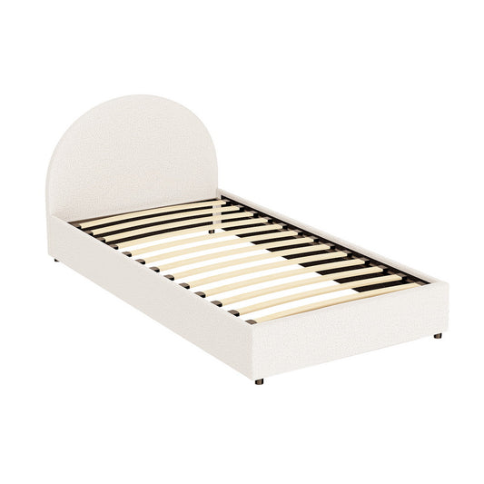 Uluru King Single Gas-Lift Storage Bed Frame – Boucle Fabric