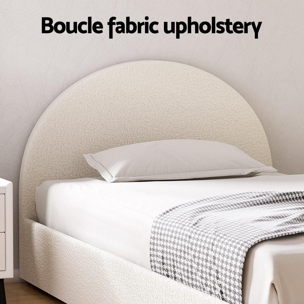 Uluru King Single Gas-Lift Storage Bed Frame – Boucle Fabric