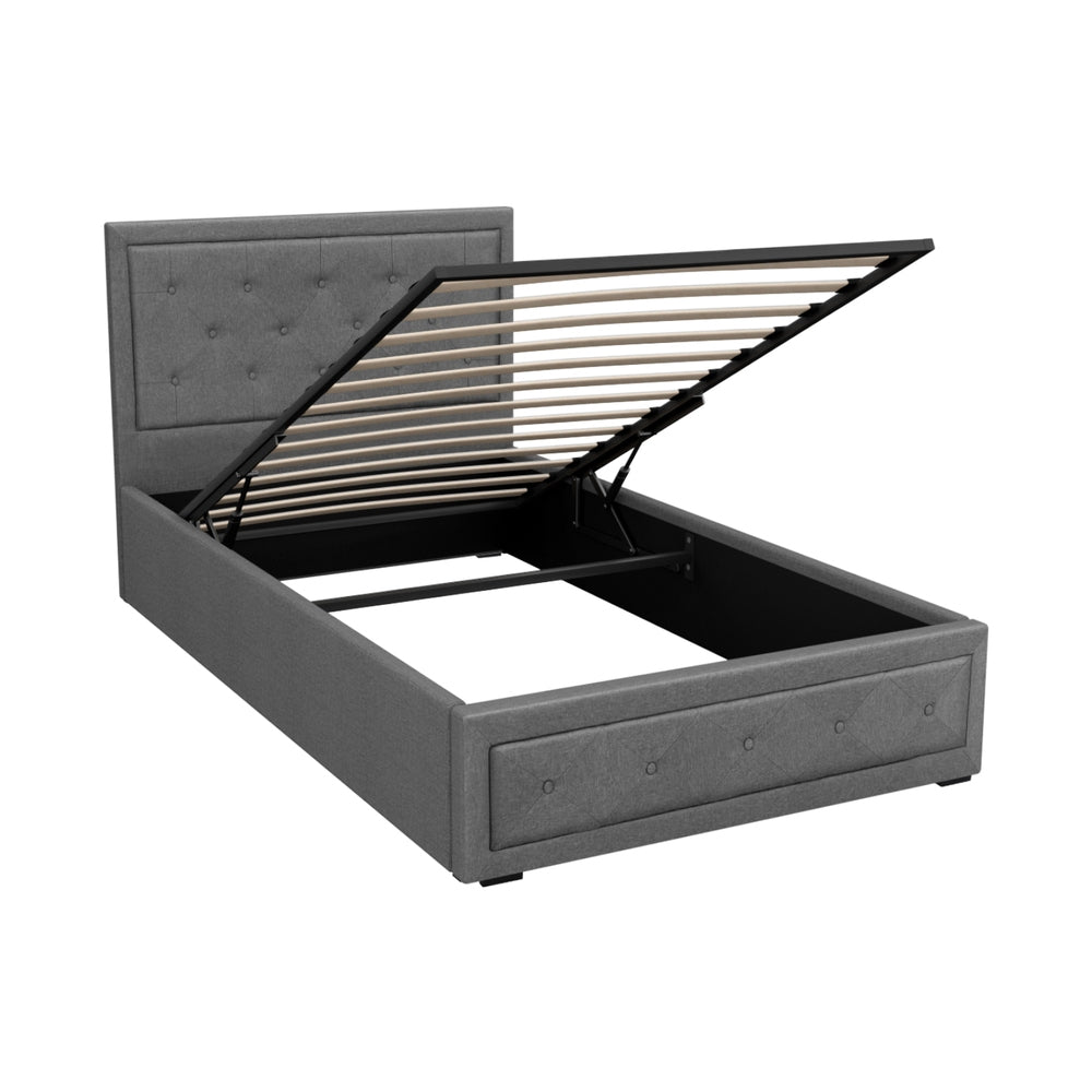 Cooper King Single Gas-Lift Storage Bed Frame – Grey Timber