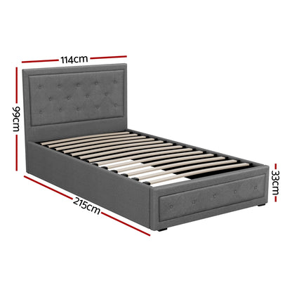 Cooper King Single Gas-Lift Storage Bed Frame – Grey Timber