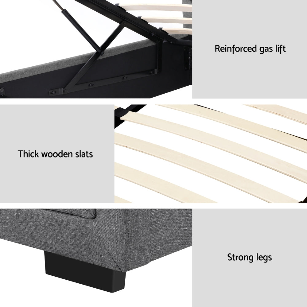 Cooper King Single Gas-Lift Storage Bed Frame – Grey Timber