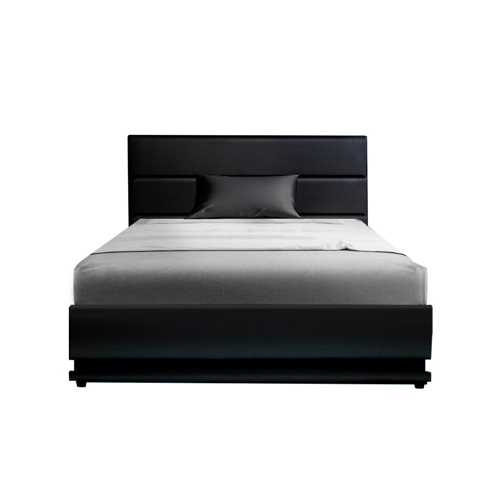 Luna King Single LED Gas-Lift Bed Frame – Black