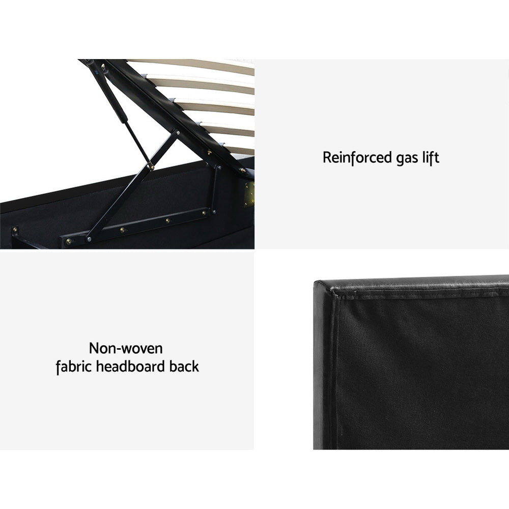 Luna King Single LED Gas-Lift Bed Frame – Black