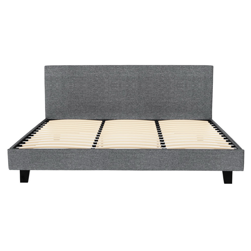HarbourView King Upholstered Bed Frame – Grey Linen