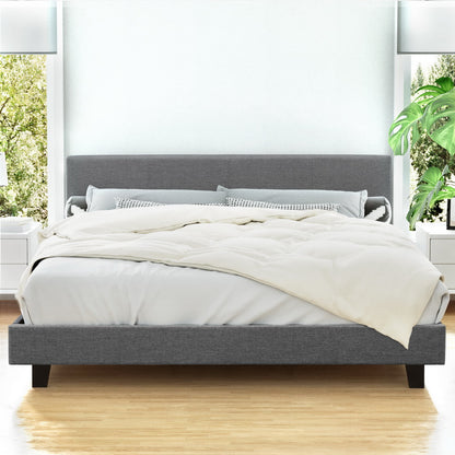HarbourView King Upholstered Bed Frame – Grey Linen