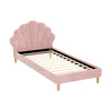 Blossom King Single Bed Frame – Pink Velvet Fabric, Scallop-Headboard