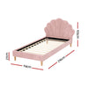 Blossom King Single Bed Frame – Pink Velvet Fabric, Scallop-Headboard