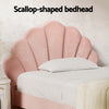 Blossom King Single Bed Frame – Pink Velvet Fabric, Scallop-Headboard