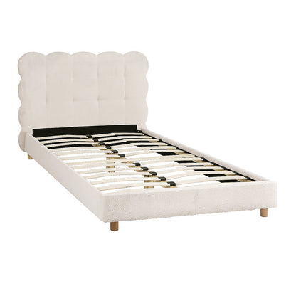 Byron King Single Boucle Fabric Bed Frame – White