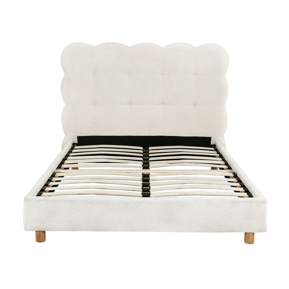 Byron King Single Boucle Fabric Bed Frame – White