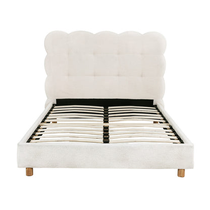 Byron King Single Boucle Fabric Bed Frame – White