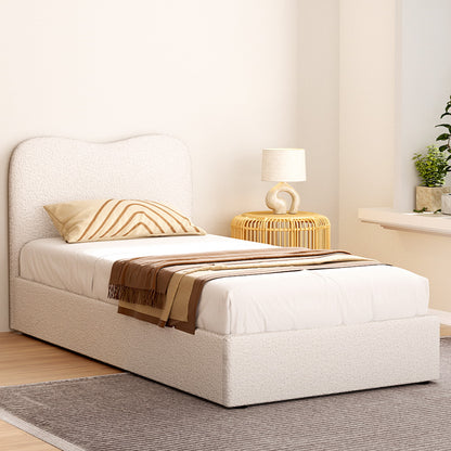 Dara Single Bouclé Bed Frame – Beige