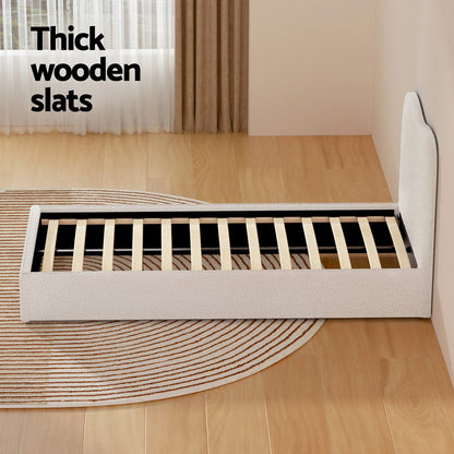 Dara Single Bouclé Bed Frame – Beige