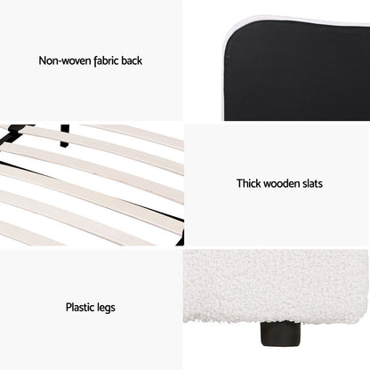 Dara Single Bouclé Bed Frame – Beige