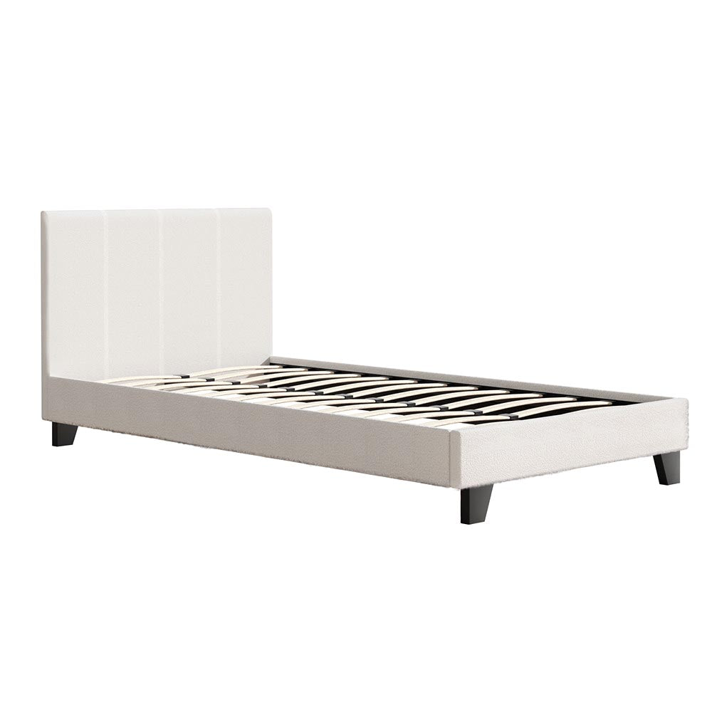 Aurora King Single Bouclé Bed Frame – Neutral